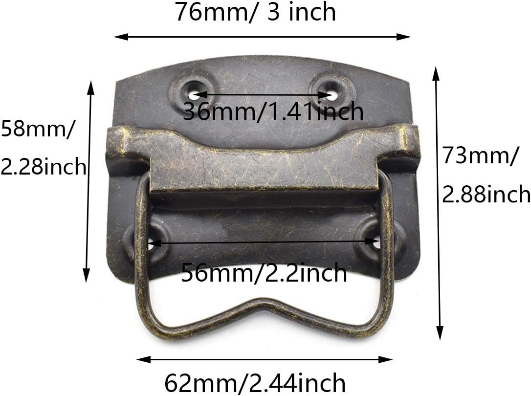 4 Pack Antique Bronze Wooden Box Puller Handles Side Panel Mounted for Suitcase