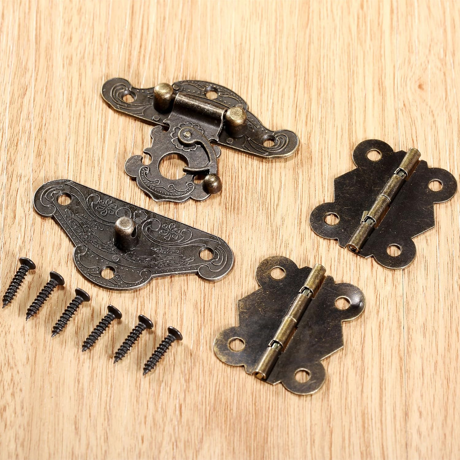 Decorative Box Latch Hasps Clasp and Butterfly Hinges Kit for DIY Jewelry Box Fu