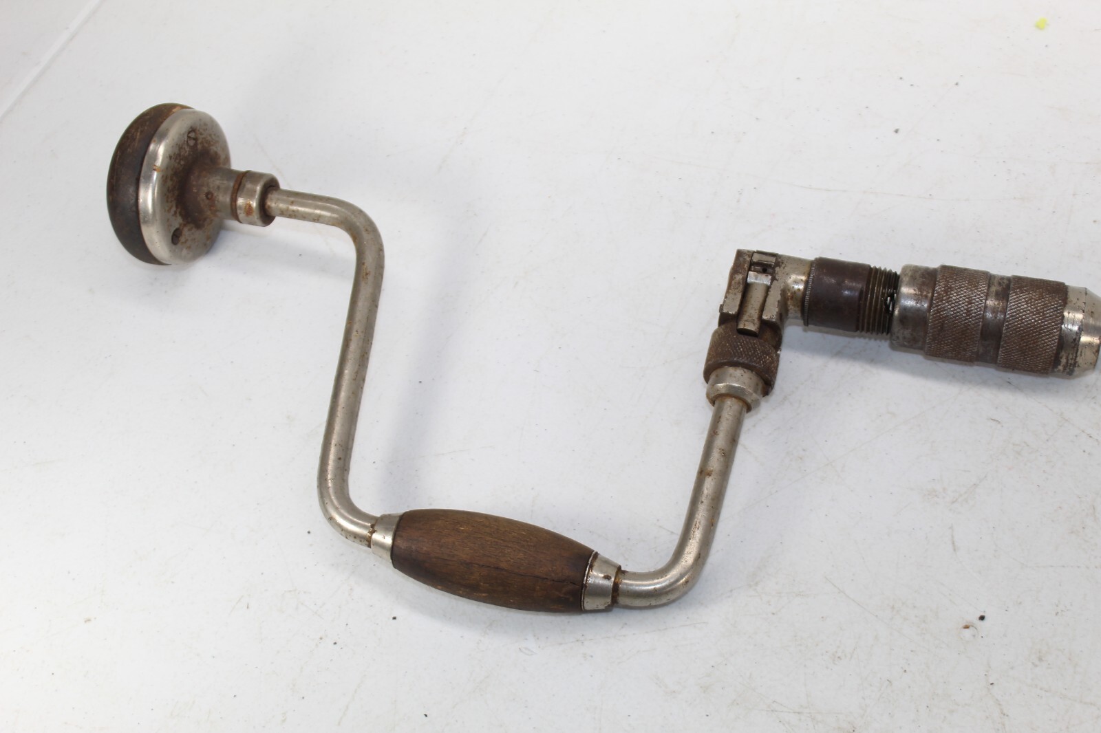 Antique Primitive Metal Brace with Wood Handle & Drill Auger Bit – BARN TOOL -A2