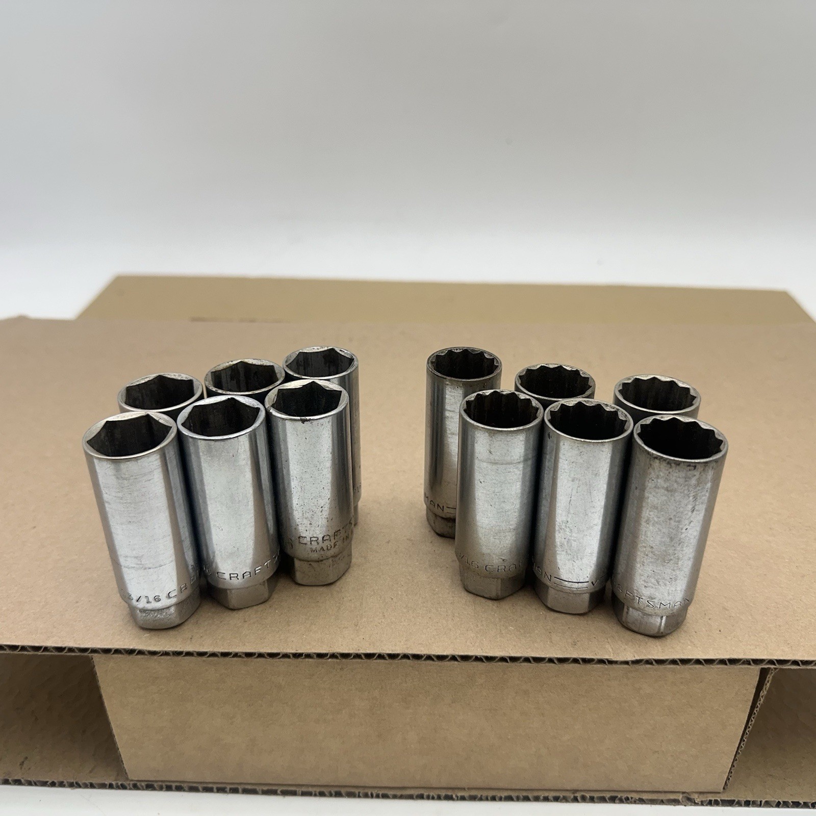 Lot 12 Vintage Craftsman Spark Plug Socket =V= 13/16″ Deep Well 1/2″ Dr 6/12pt