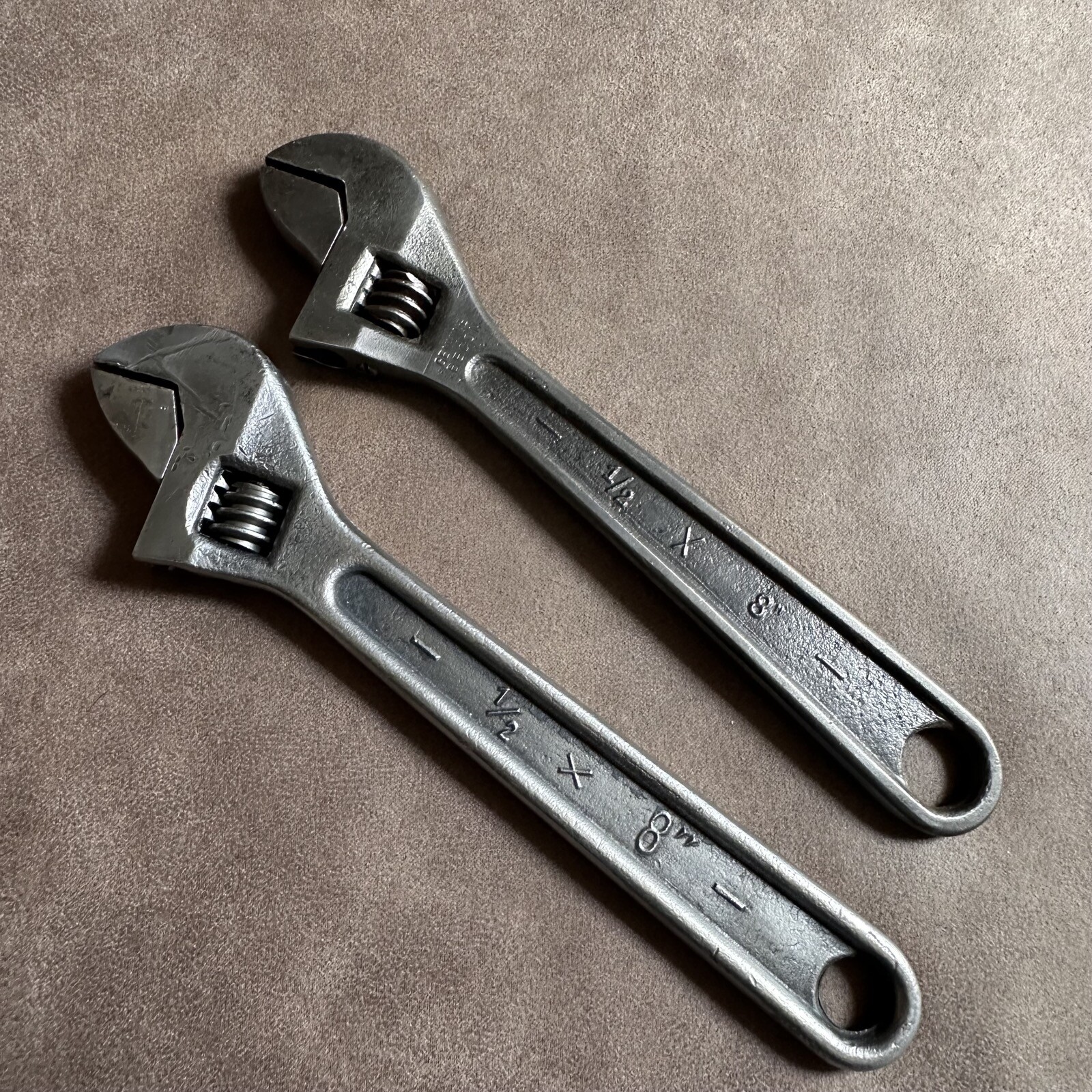 2x VINTAGE 1/2″ x 8″ SHIFTERS ADJUSTABLE WRENCHES BECON TOOL MADE IN GERMANY
