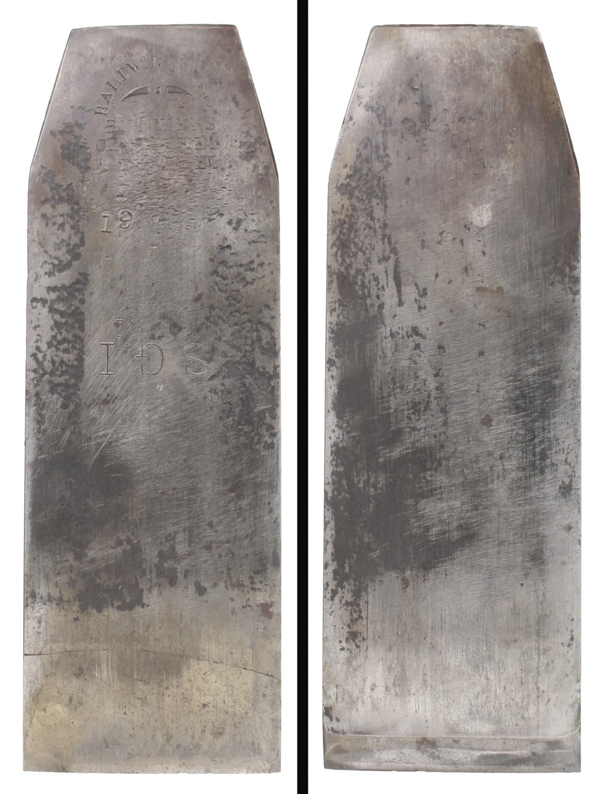 Orig. 2 1/8″ Width Tapered Single Cutting Iron- Baldwin Tool Co. – mjdtoolparts