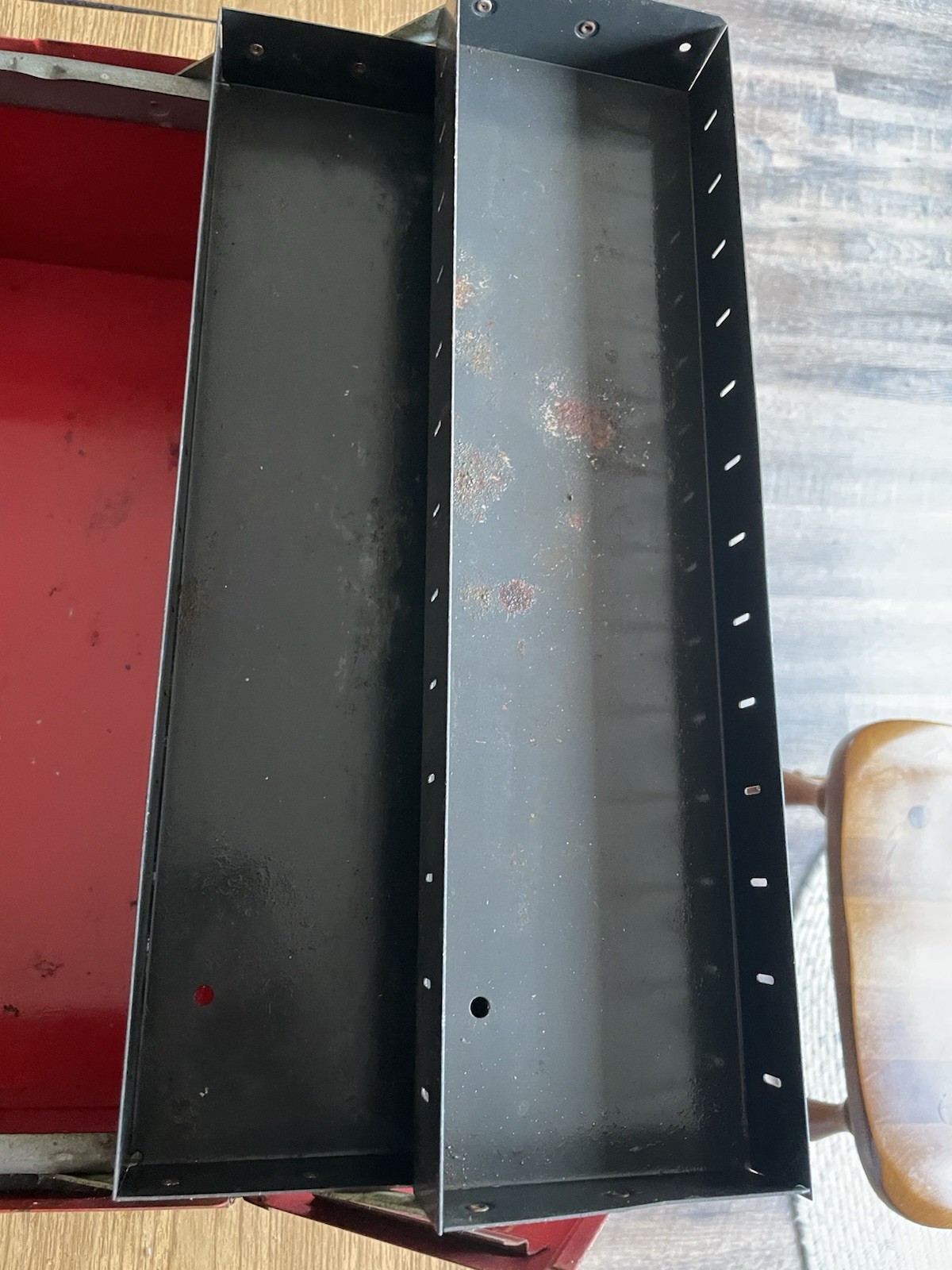 Vintage Craftsman Red #6536 Tombstone Metal Tool Box 4 Cantilever Roof Trays 18″