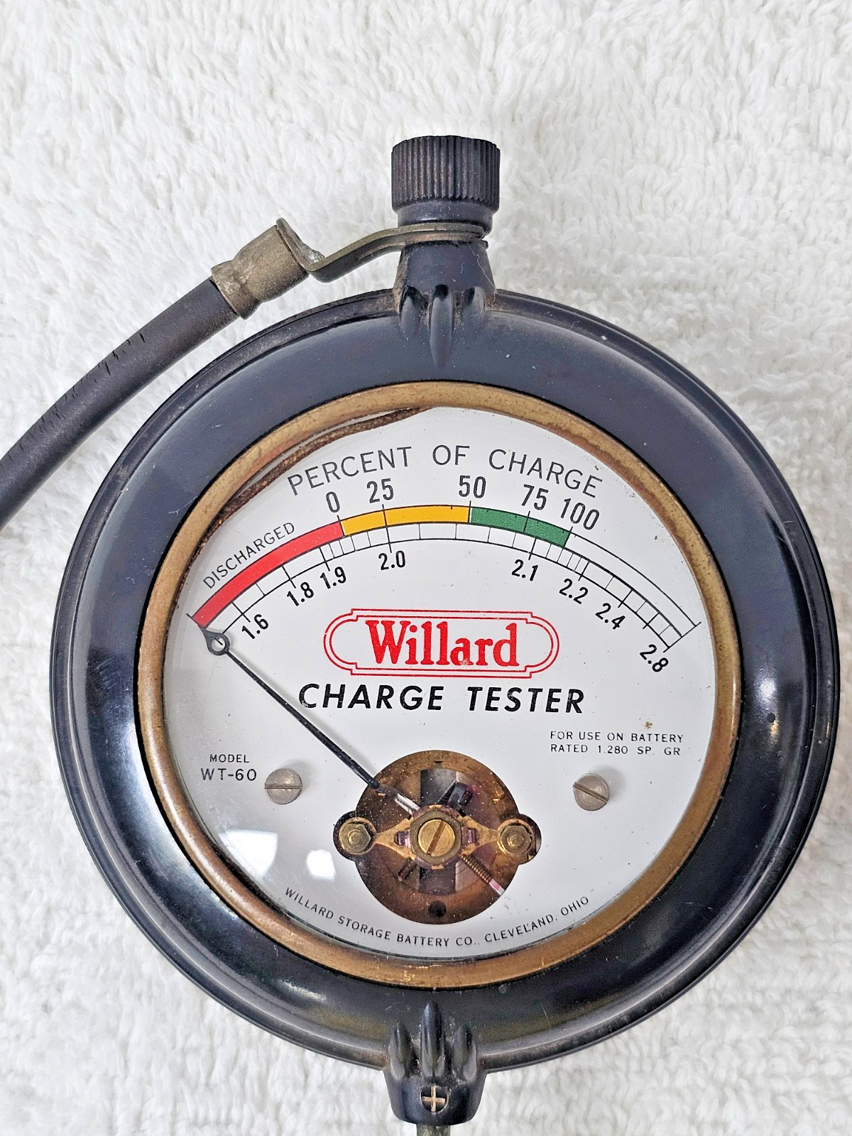 VTG Willard WT-60 Battery Charge Tester Meter Wooden Handle Garage Gas Station