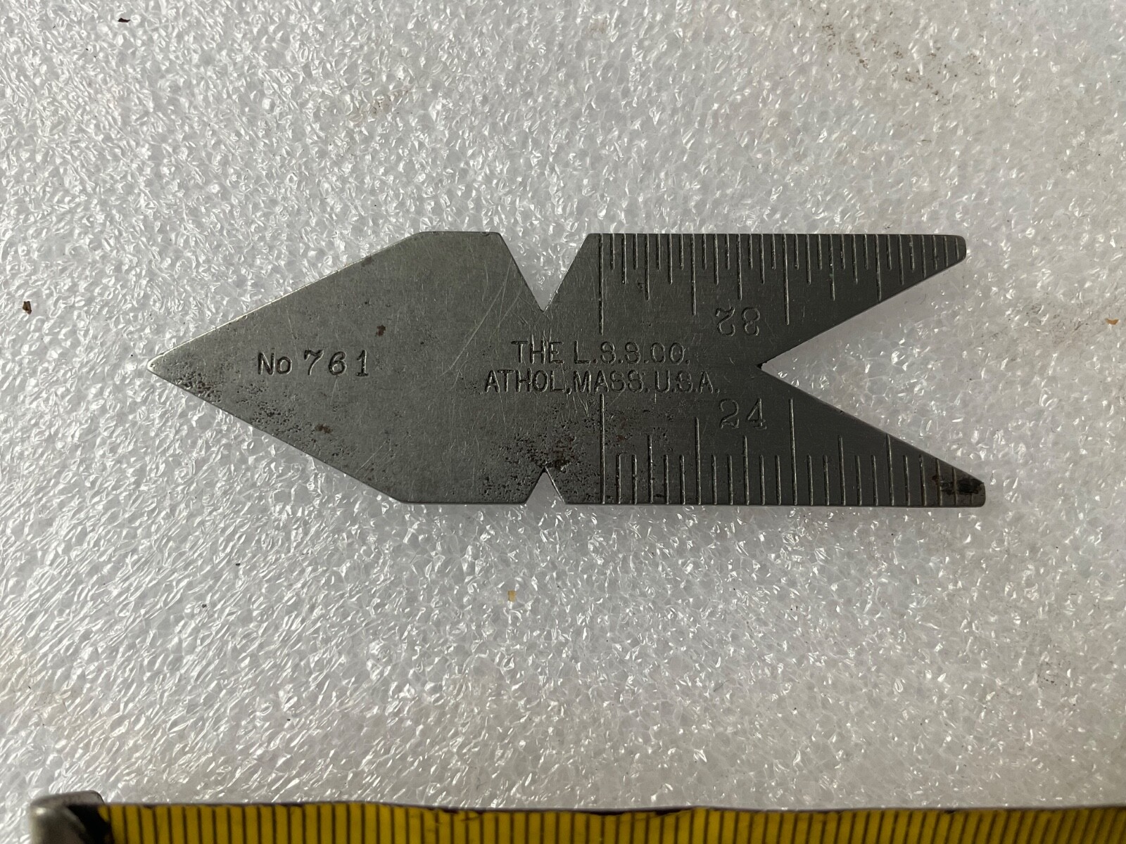 ULTRA RARE ANTIQUE STARRETT NO 761 RULE RULER THREAD GAUGE LOOK AT DIVISIONS !!!