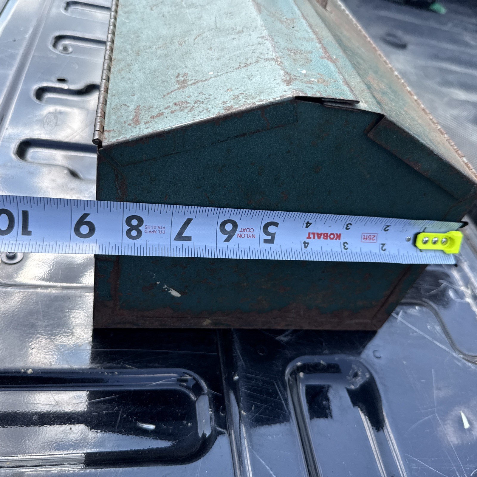 Western Auto Supply Wizard Tool Box w/ Tray 22″ Blue Green Metal Vintage