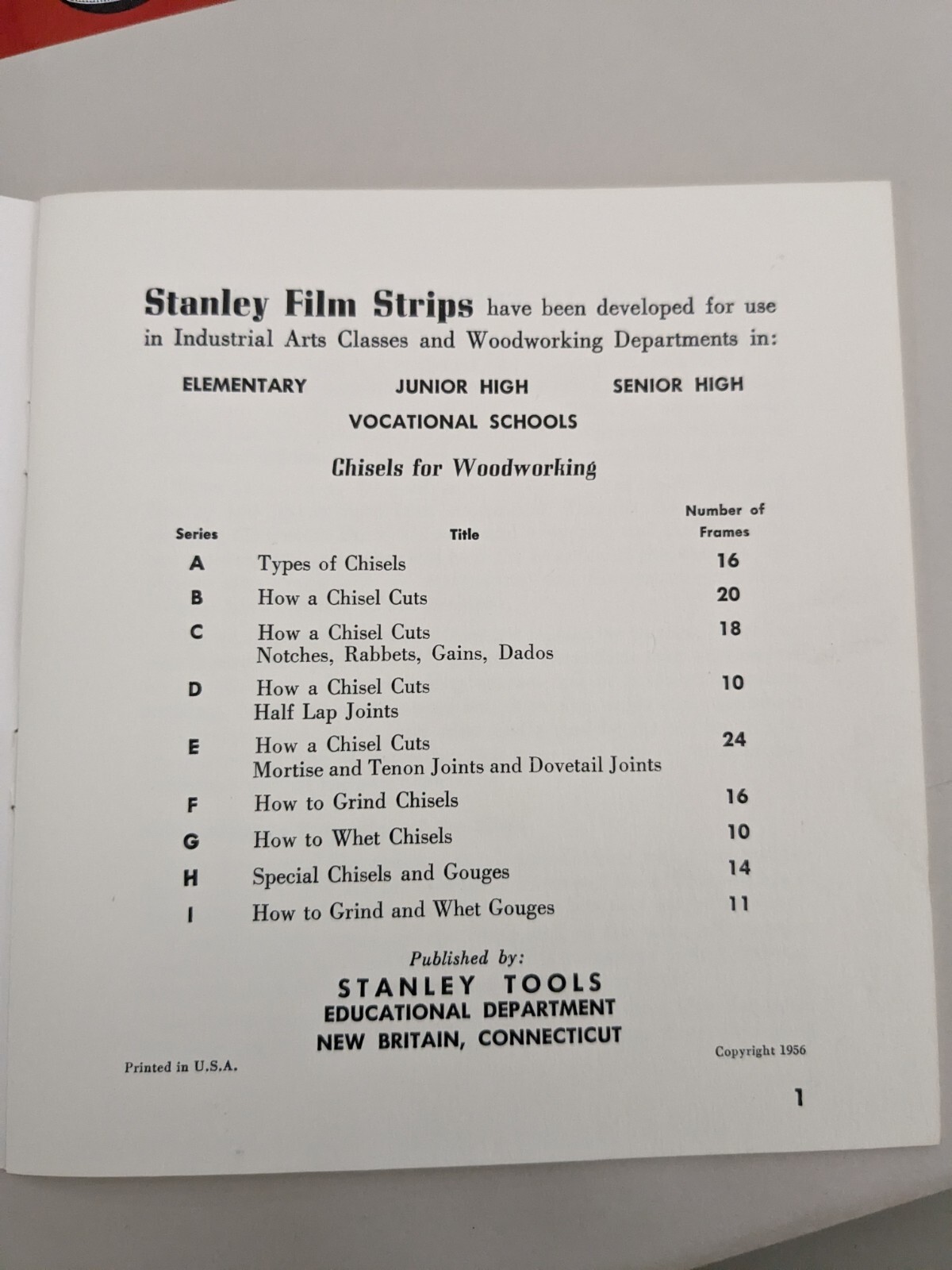VINTAGE Stanley Tools 35mm Filmstrips Transparency McGraw-Hill Mechanical Draw