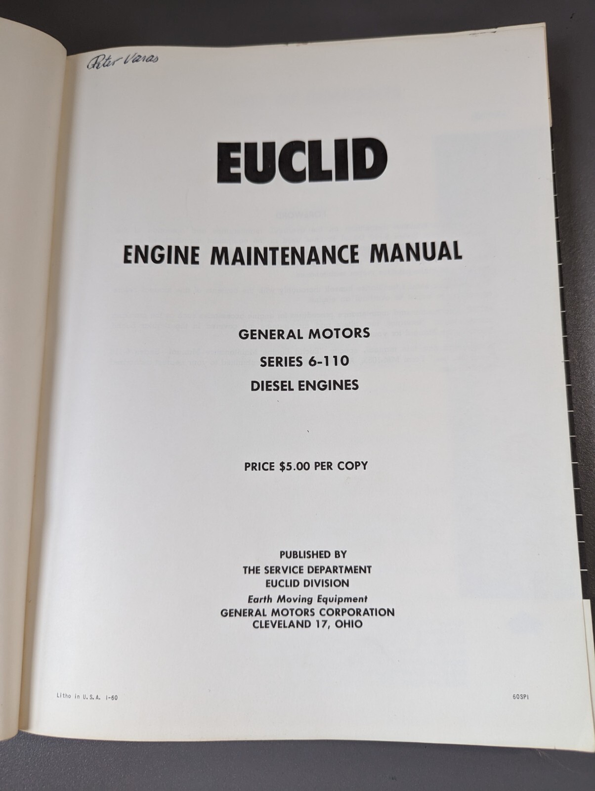 1960 Euclid Maintenance Manual General Motors Series 6-110 Diesel Engines