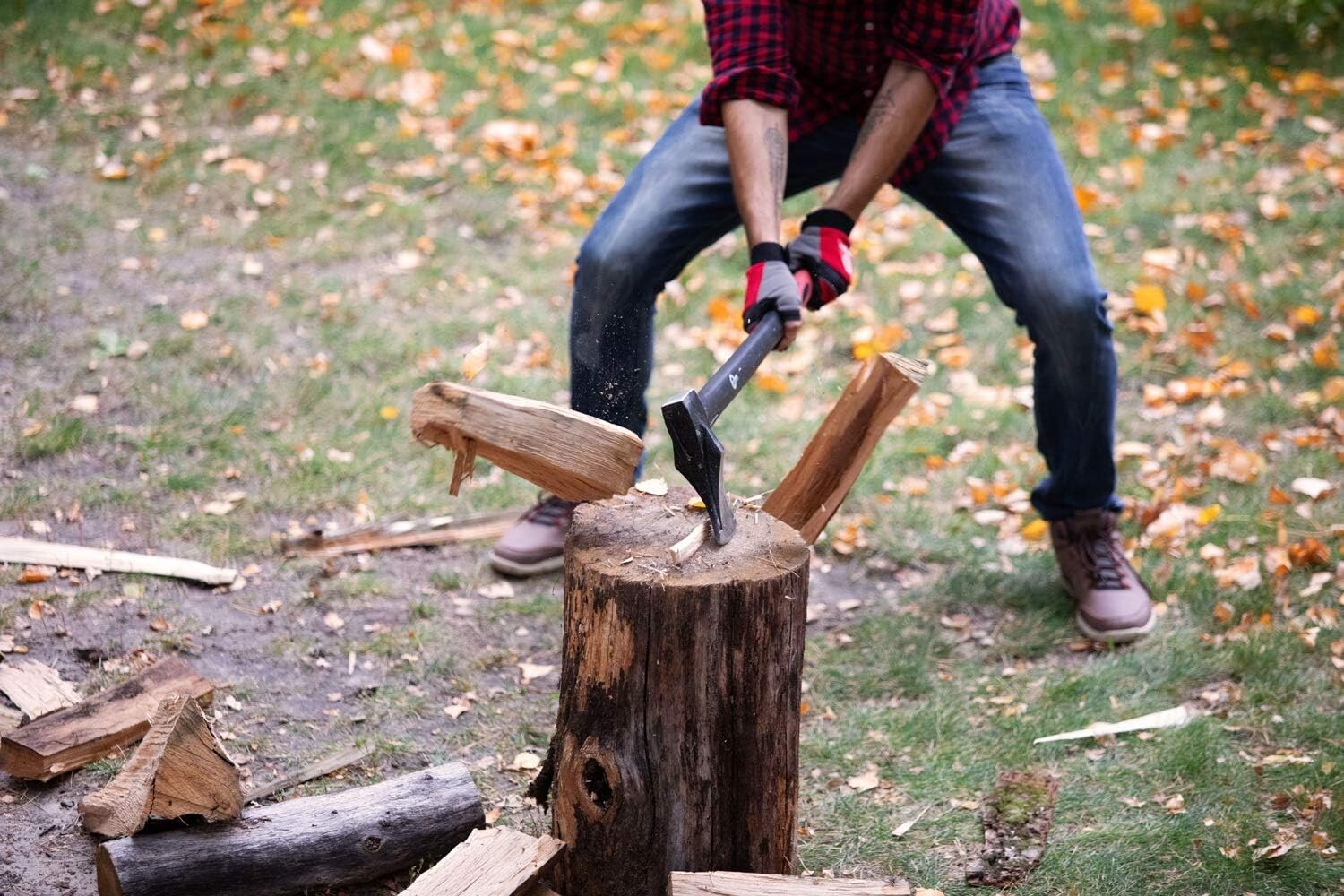 36” Splitting Axe, Wood Splitter Maul, Log Ax, Shock Absorbing Fiberglass Ant…