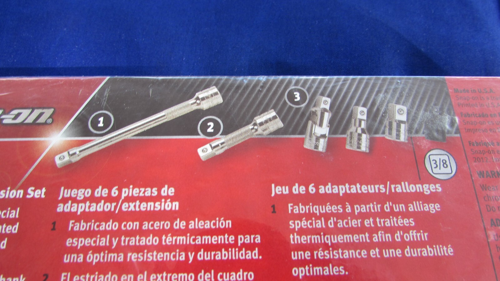 SNAP-ON TOOL 6PC 3/8 DRIVE EXTENSION/ADAPTER SET WITH TRAY #206EAU