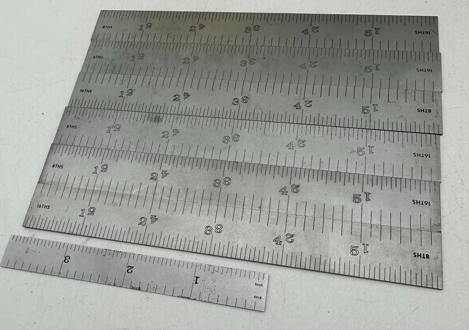 6) PRODUCTS ENGINEERING 6″ STAINLESS STEEL RULE SAE FRACTIONAL PEC7506 USA RULER