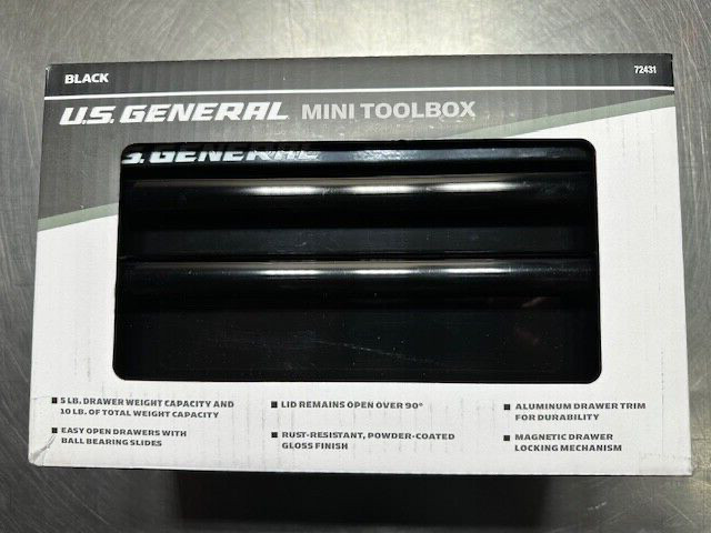 *NEW* U.S. GENERAL Mini Steel Toolbox, Black *BRAND NEW IN THE BOX*