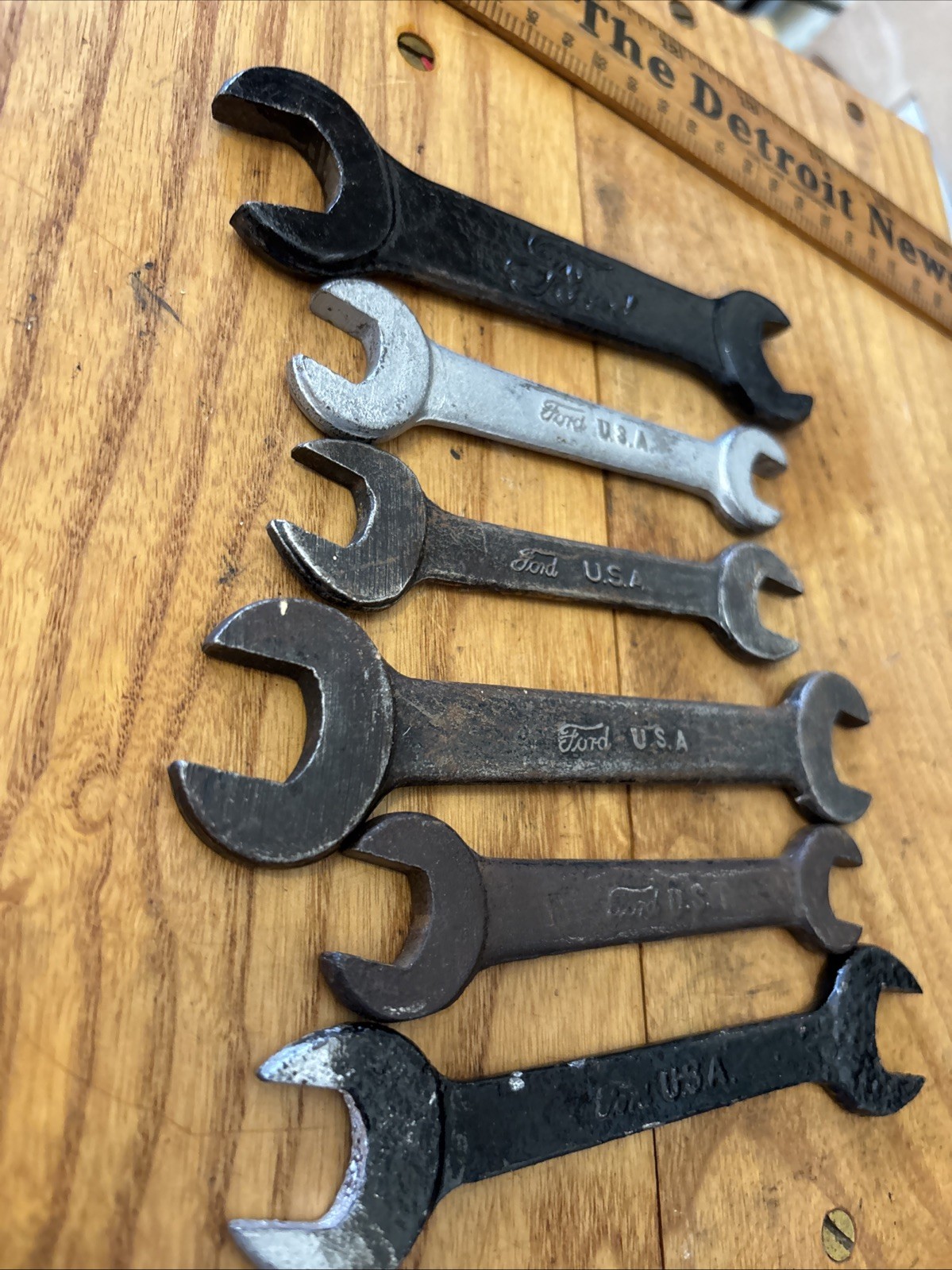 Antique FORD Script Open End Wrenches Collection Of 6 Various Sizes