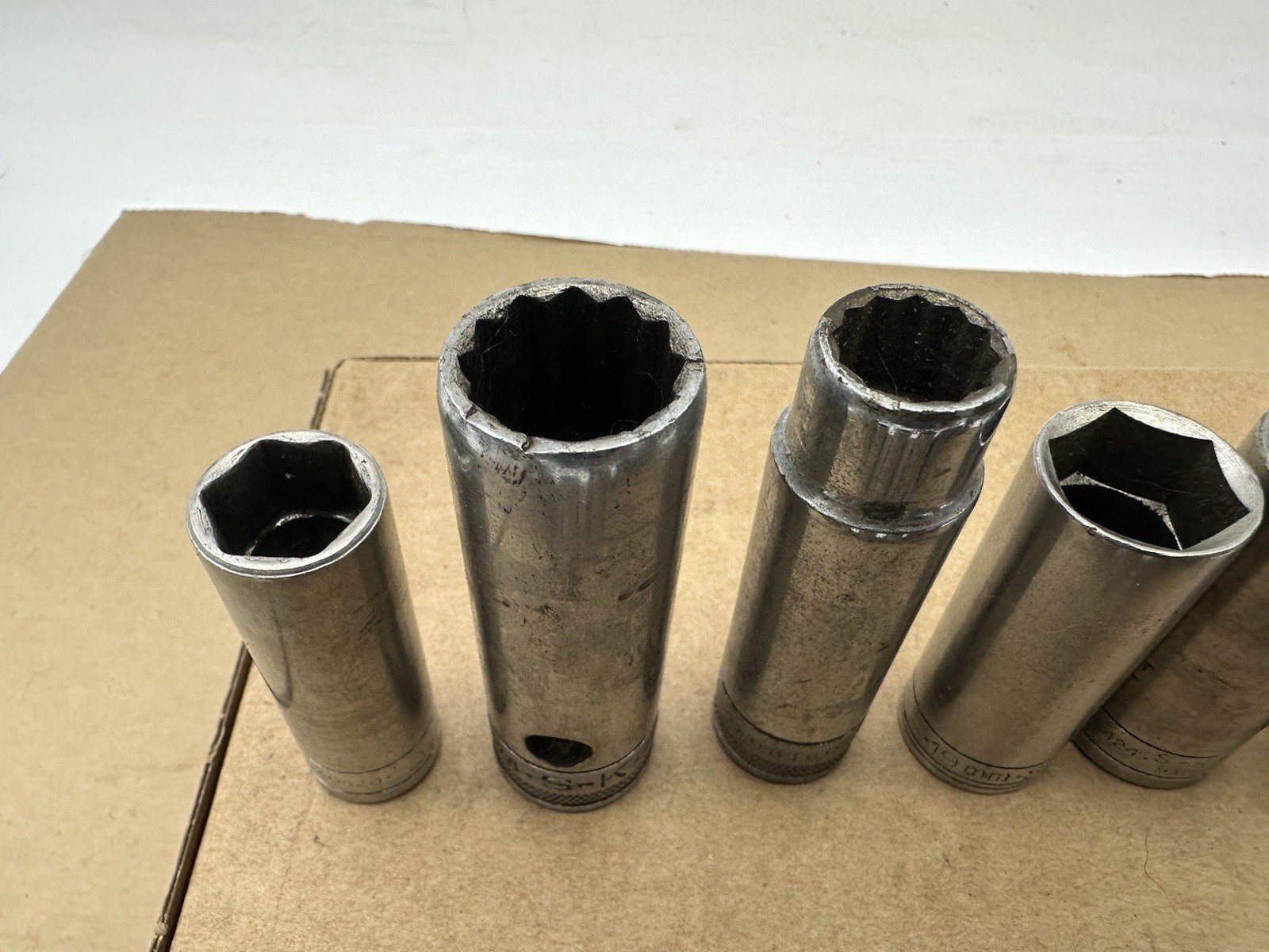 14 Vintage SK Tools 3/8” 1/2” Drive Deep Socket Set Lot 12 6 Point Made in USA