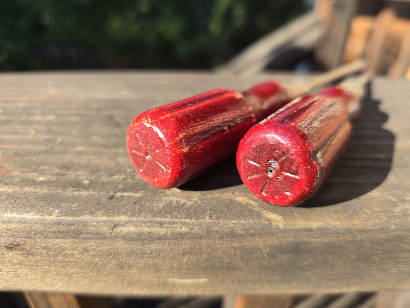 Lot of 2 Vintage Red Wood Handle Awls Porsche? Marked G125