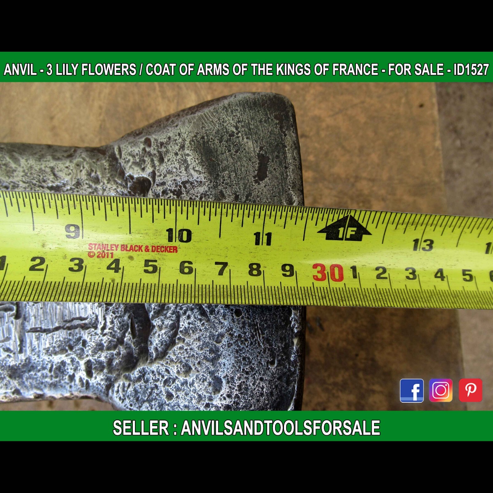 ANVIL – 3 LILY FLOWERS / COAT OF ARMS OF THE KINGS OF FRANCE – FOR SALE – ID1527