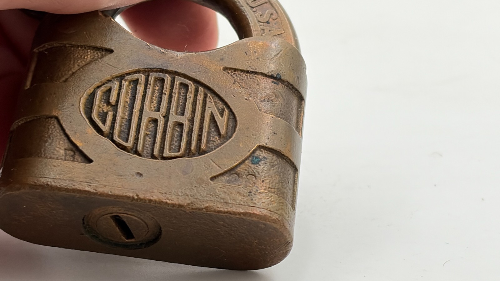 The Vintage Corbin Brass Padlock New Britain Connecticut USA W/ Chain Loop