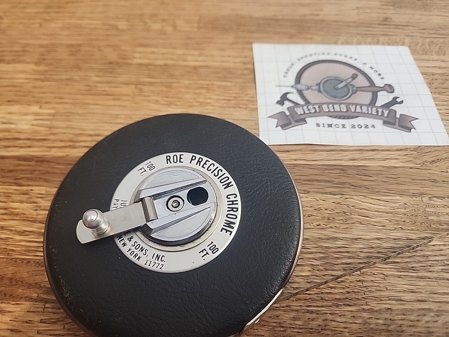 Vintage ROE PRECISION CHROME 100′ FT. Tape Measure Patchogue NY, SAE & METRIC