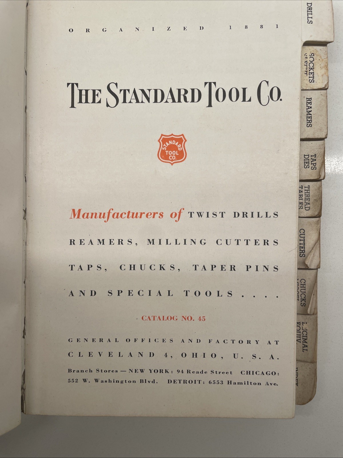 The Standard Tool Co. Catalog 45 X Shield Brand Drills Vintage