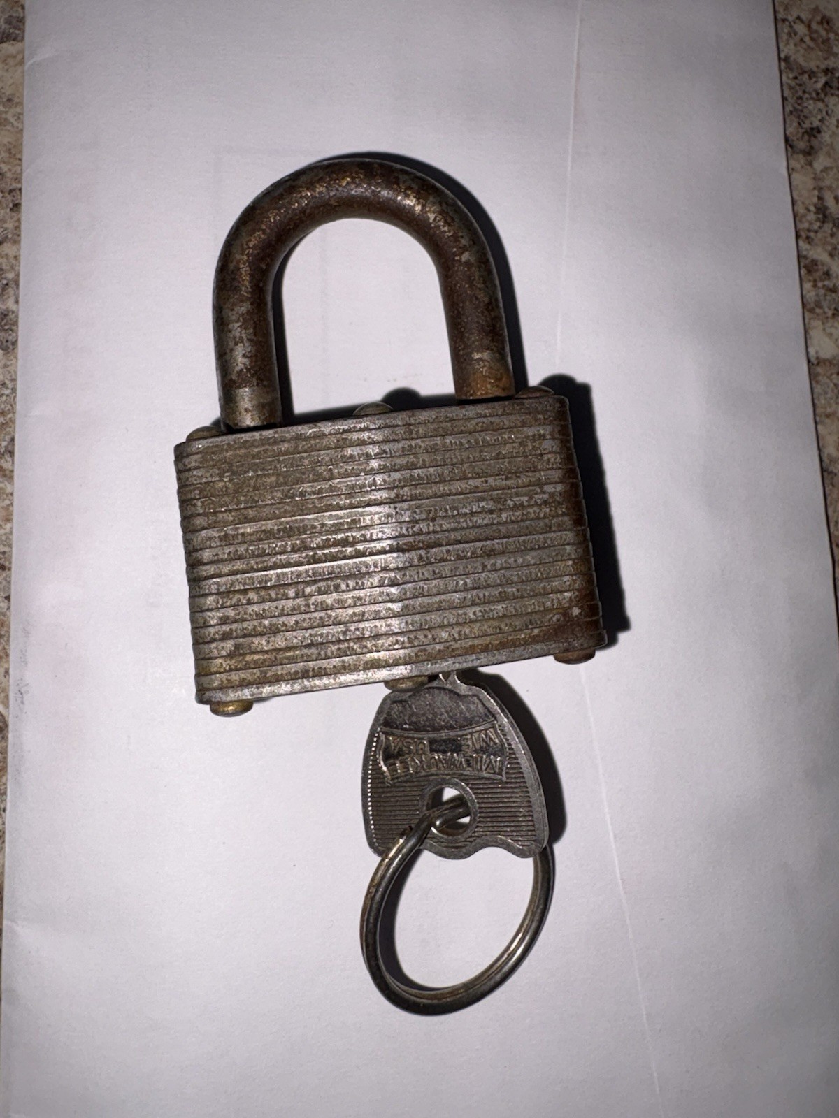 Vintage MASTER LOCK Padlock #377 with one Working Key Tested Industrial Decor.
