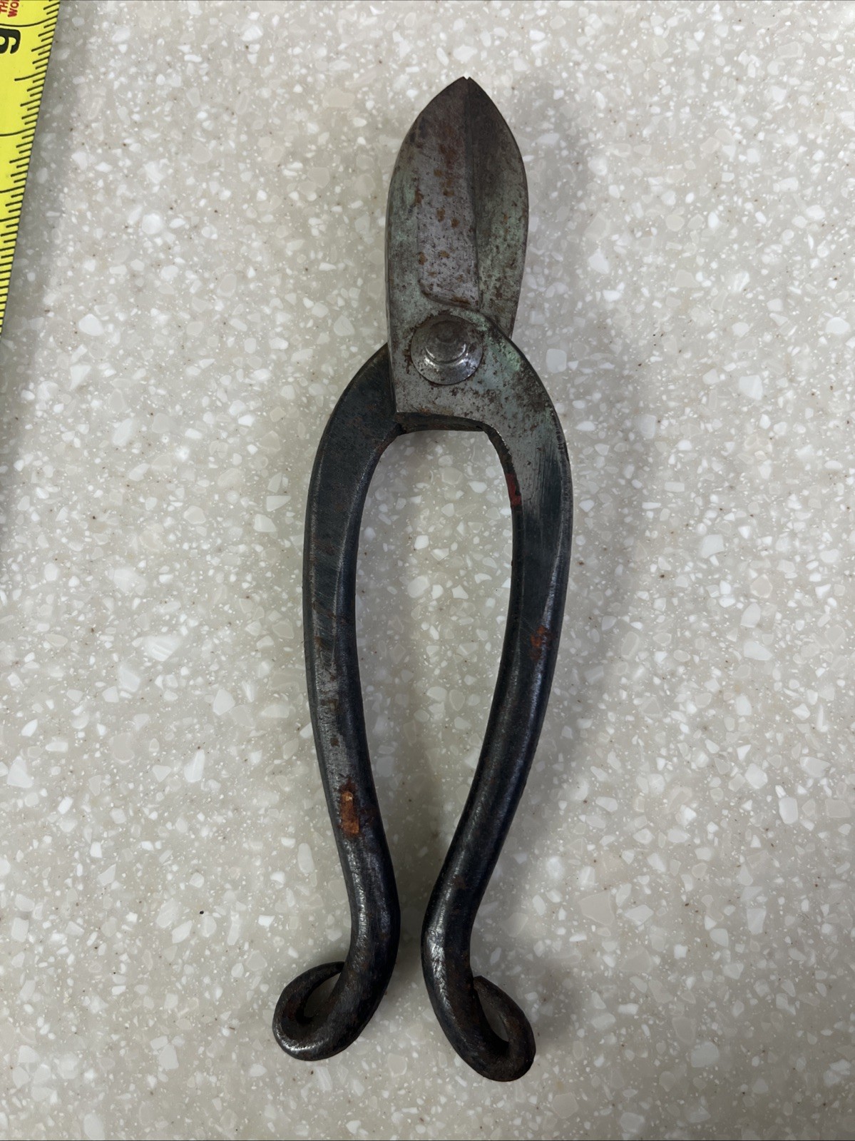 Vintage Japanese Signed Forged Iron Tin Snips, Forged Primitive Tool