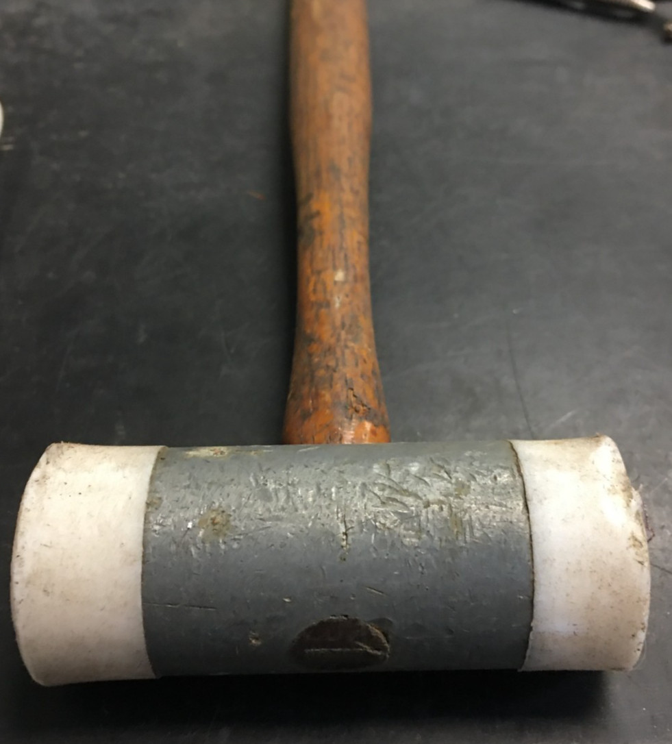 Double Soft Faced Mallet, White Hard Rubber with Wooden Handle