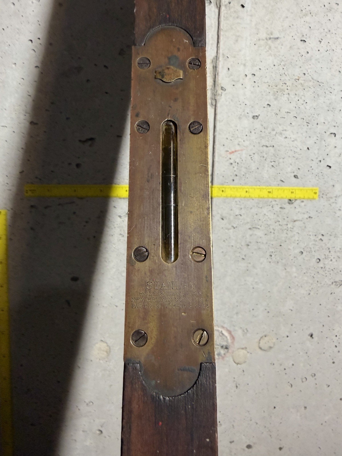 Stanley Vintage Wooden Spirit Level 27 13/16” Brass Fittings Collectible Rare