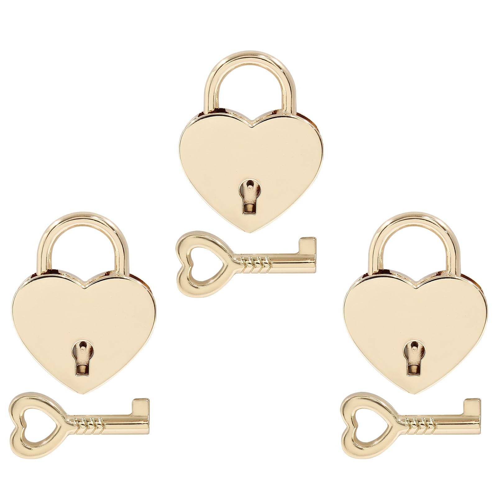 Piutouyar 3 Pcs Small Heart Shaped Lock with Key, Gold