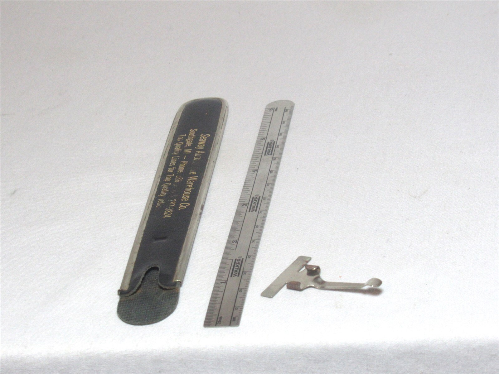 Vintage Executive Walker 6″ Metal Pocket Ruler w/ Sliding Clip & Case