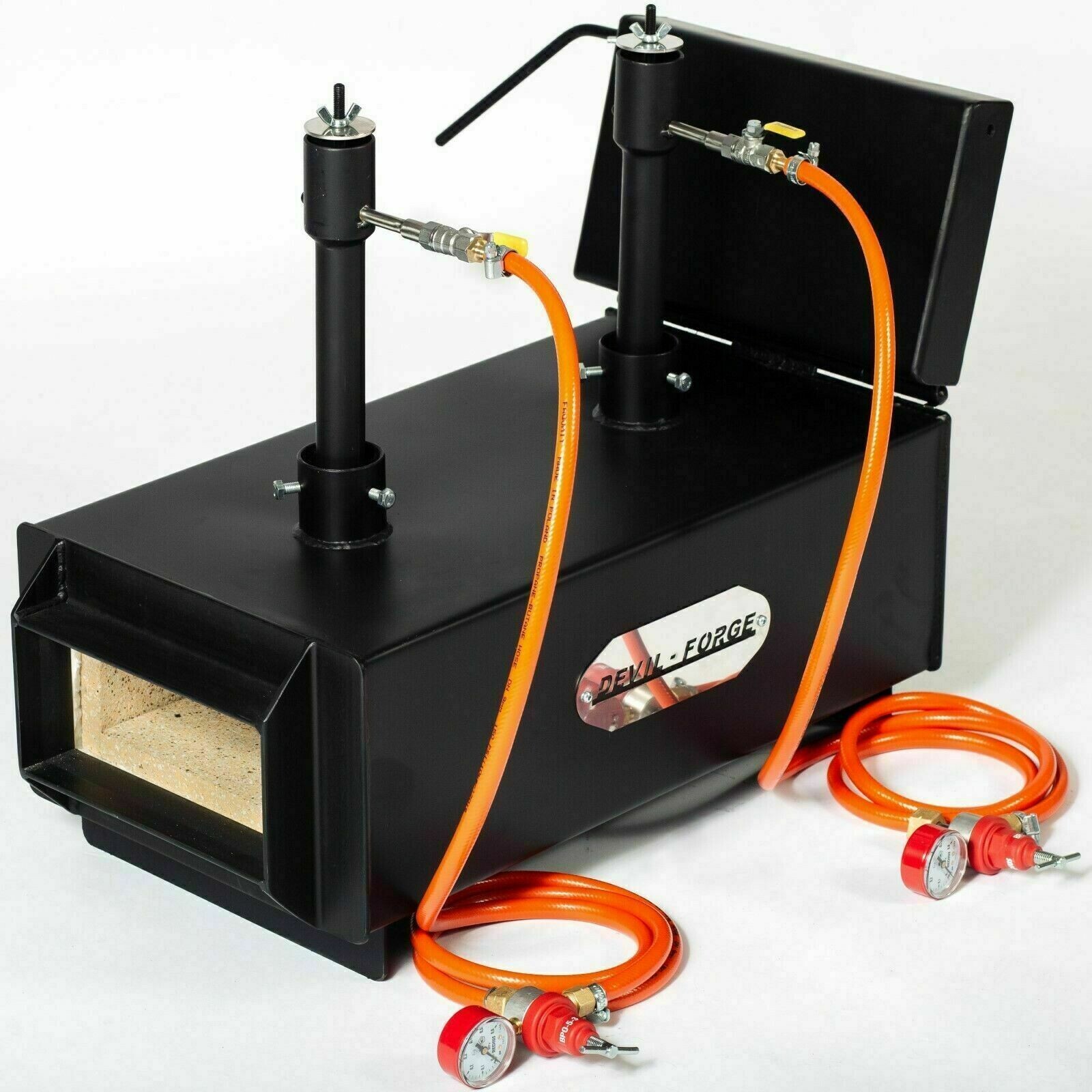 DEVIL-FORGE DFPROFLT Gas Propane Forge Farrier Burner Furnace Kiln +Tongs USA
