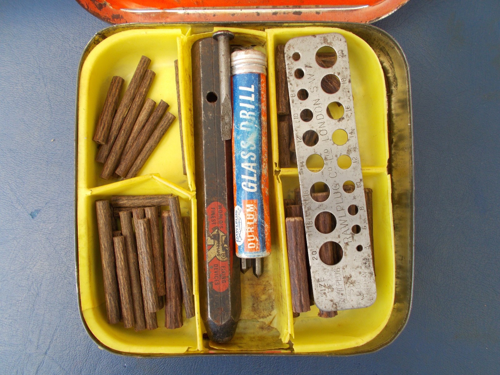 Vintage Original Rawlplug Tin and Contents