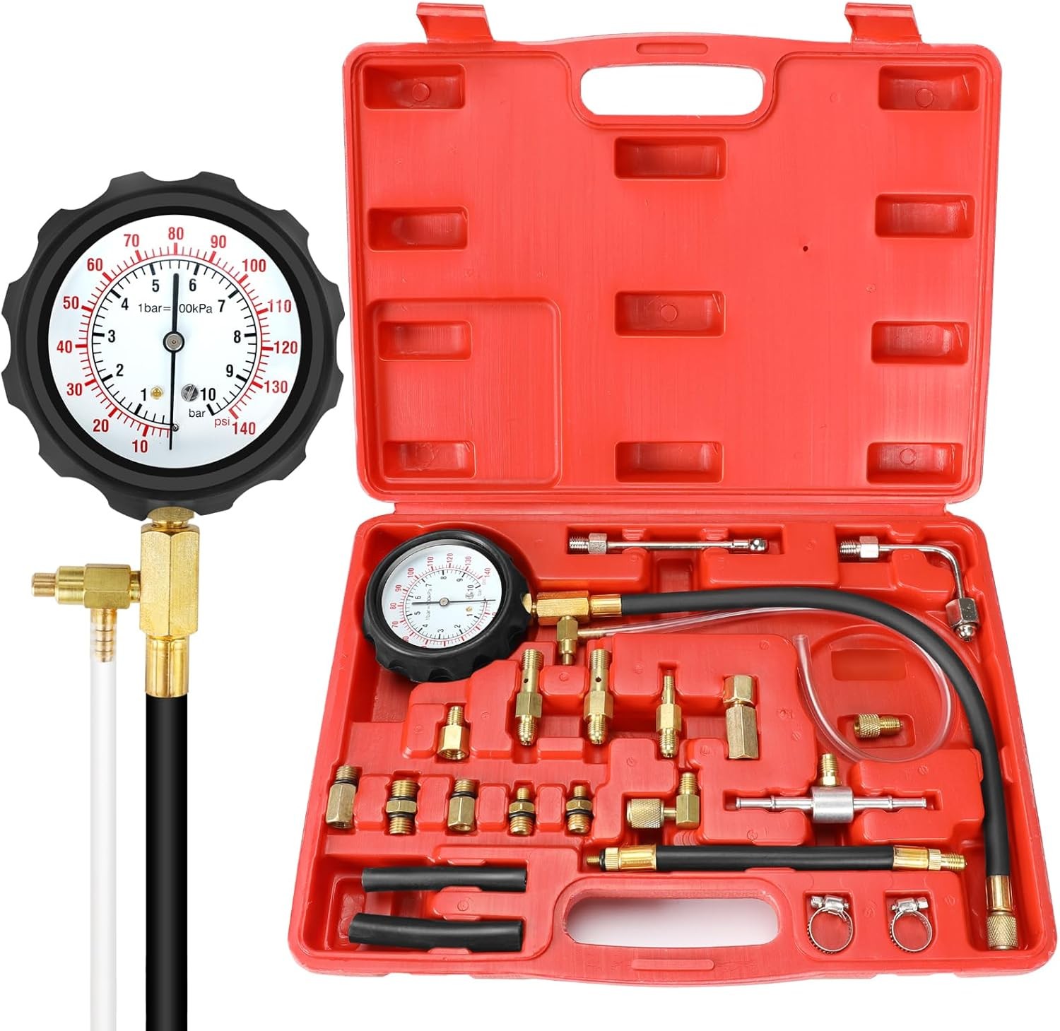 BETOOLL Kit Medidor Presión Inyectores Combustible 0-140PSI Herramientas Coche