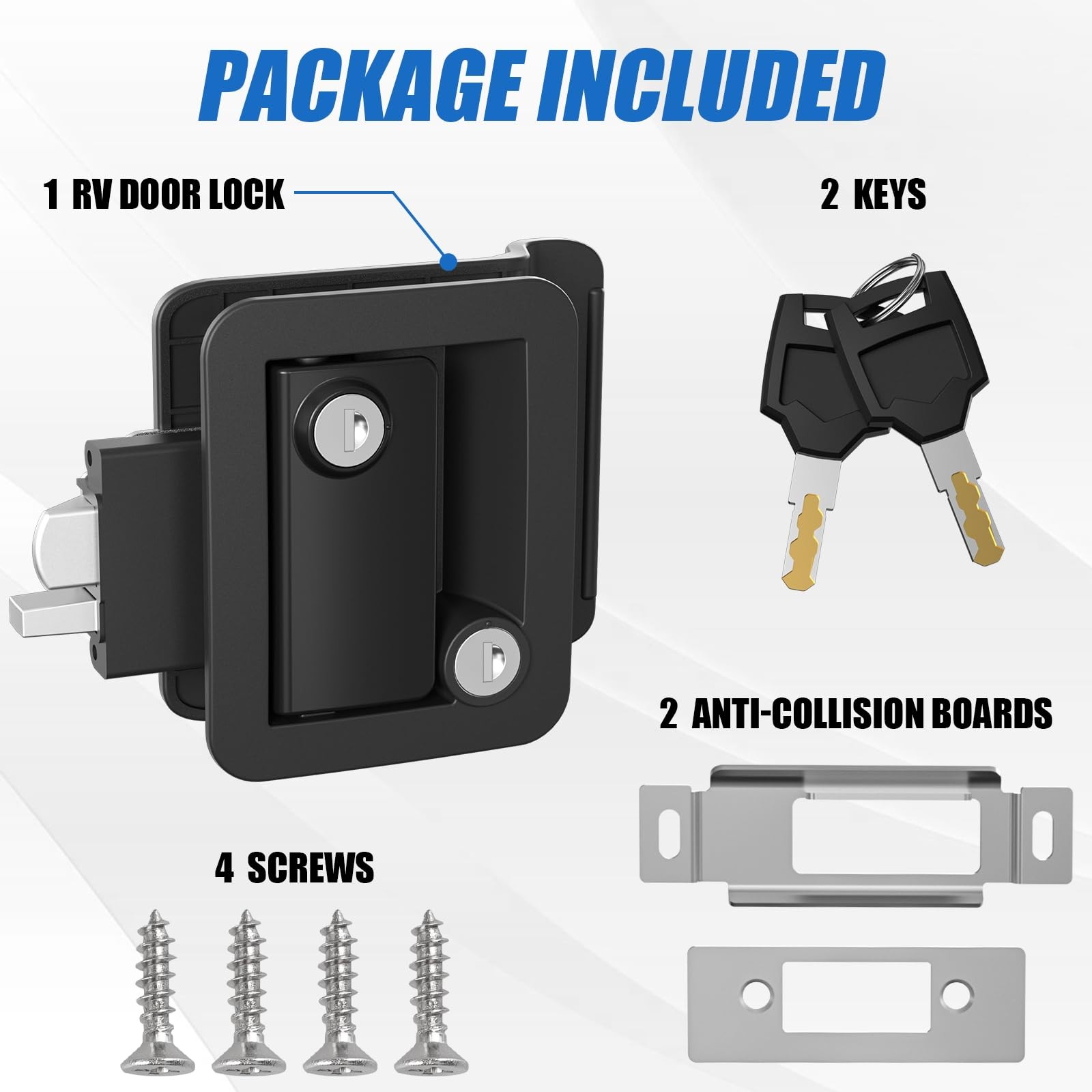 Upgraded RV Door Lock Replacement, Black RV Door Latch with Paddle Deadbolt, …
