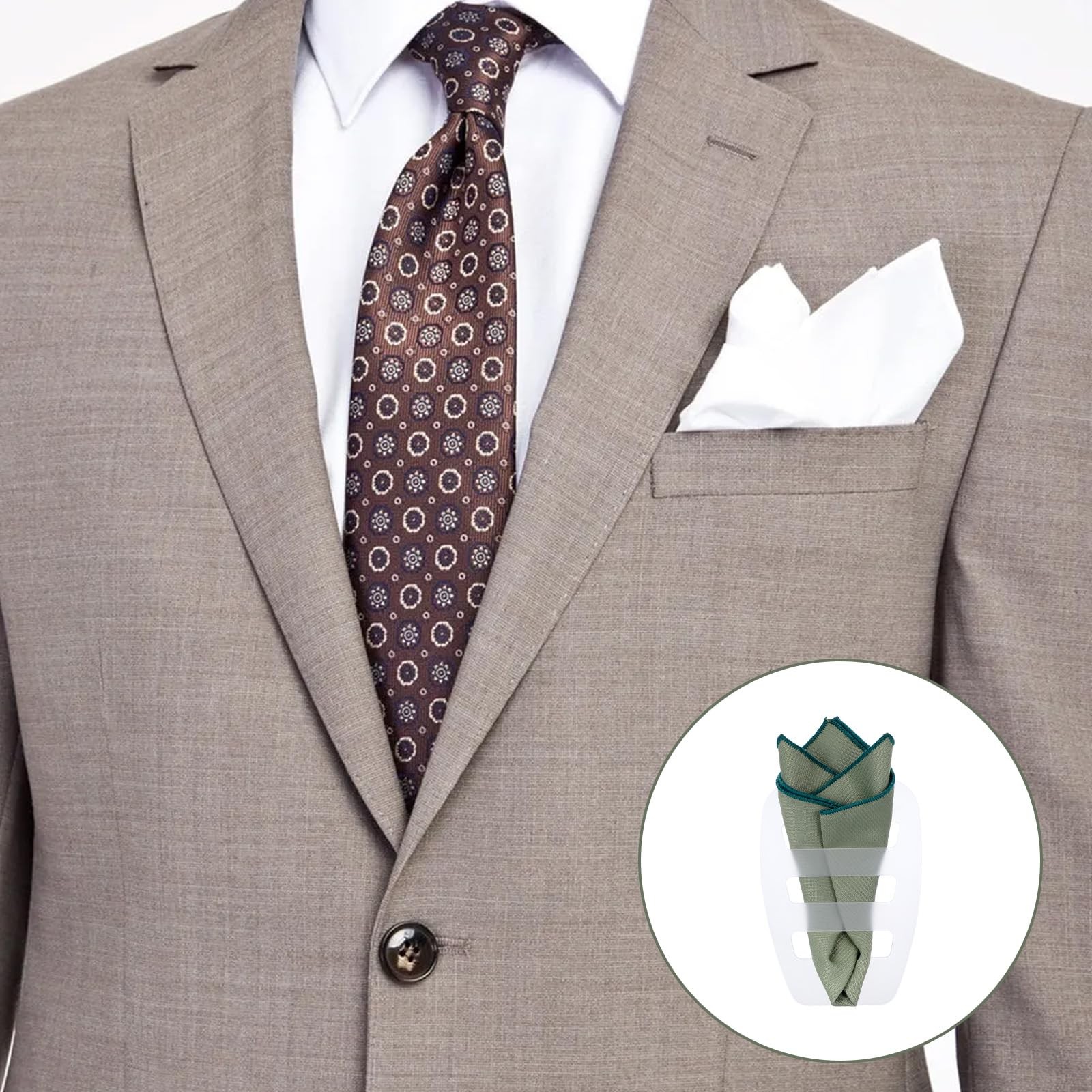 4Pcs Clear Invisible Pocket Square Holder for Men Pocket Square Scarf Organizer
