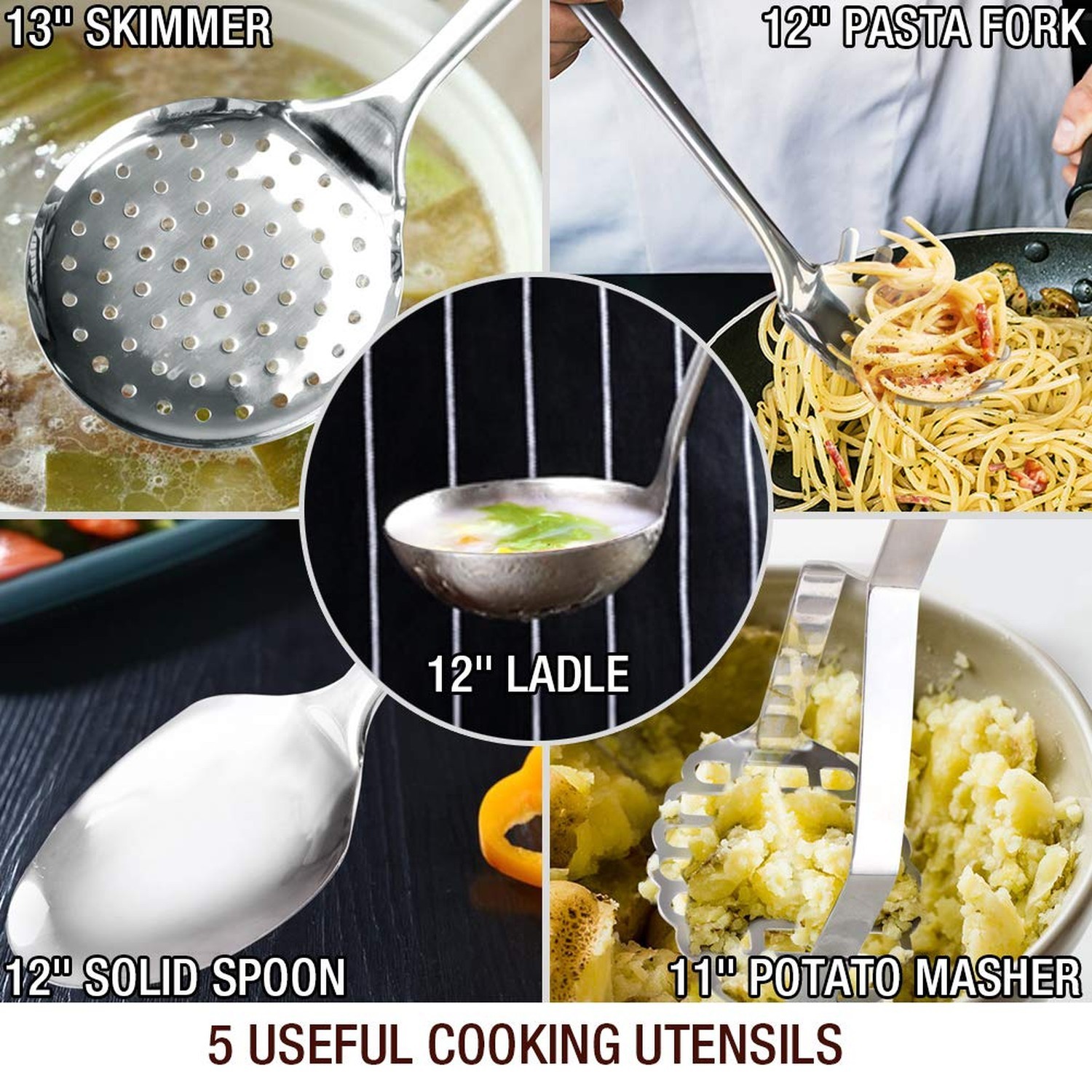 HOMICHEF 14-Piece Nickel Free Stainless Steel Cookware Set – Nickel Free Pots…