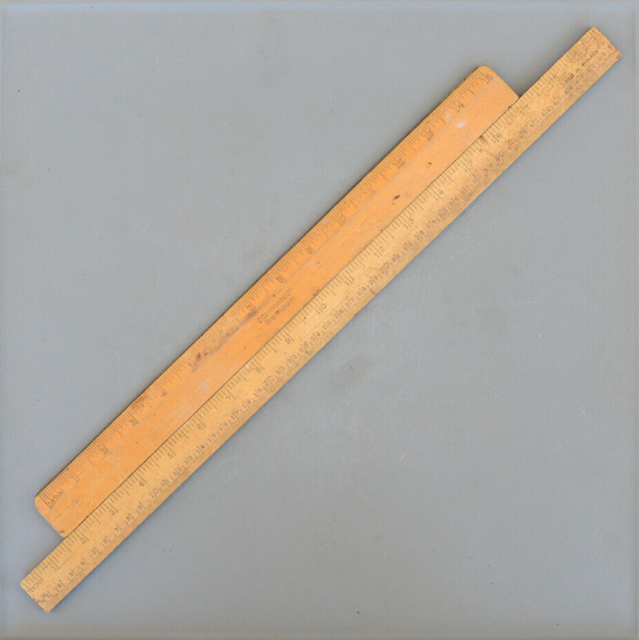Set 2 Vintage Wooden Ruler Rule Combridge England 15” 500mm