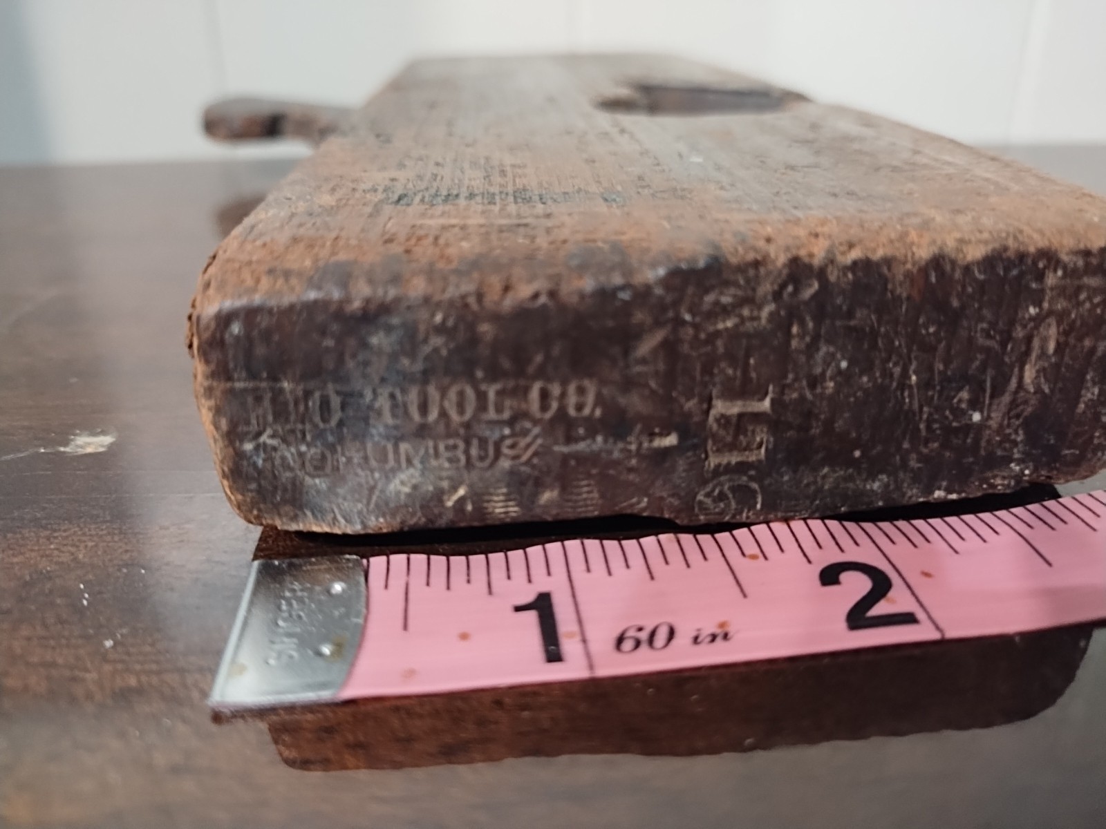 Antique Plane 3 1/4 ” X 9 1/2″ X 1 “Thick Stamped Columbus Ohio Tool Co. 116