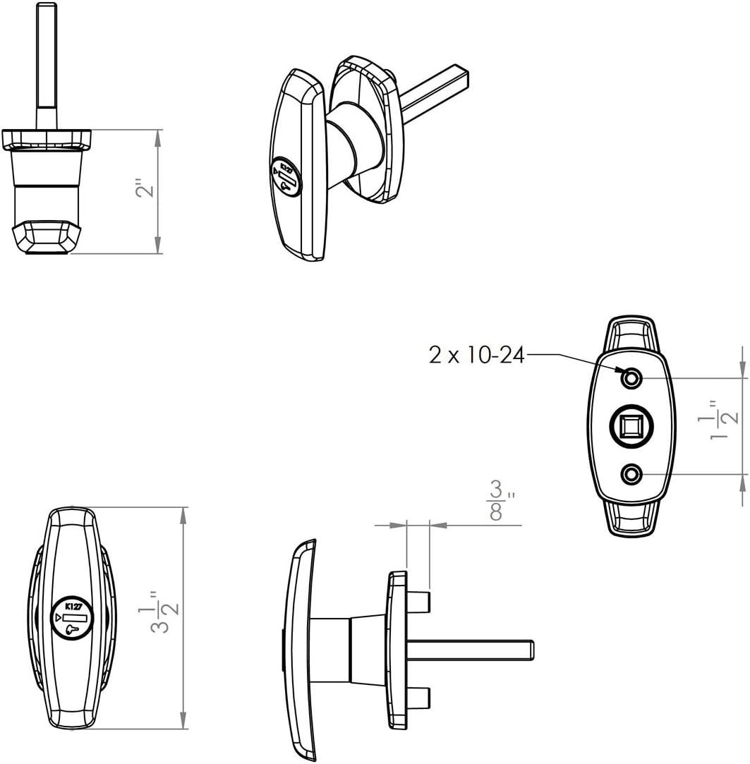 Bauer T-323T Black Powder Coated T-Handle Lock Set – 2-Inch Shaft for Security