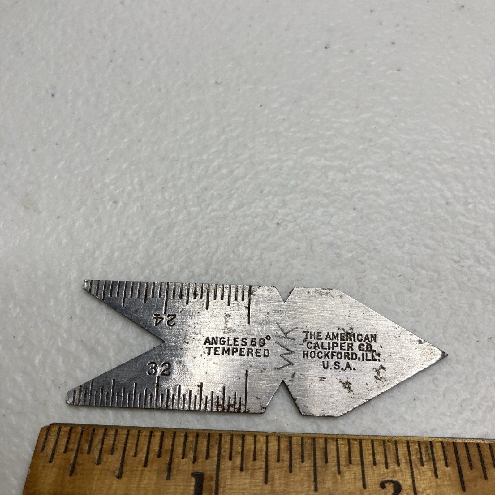 The American Caliper Co. Center Gage 60 Degree Fishtail – vintage tempered USA
