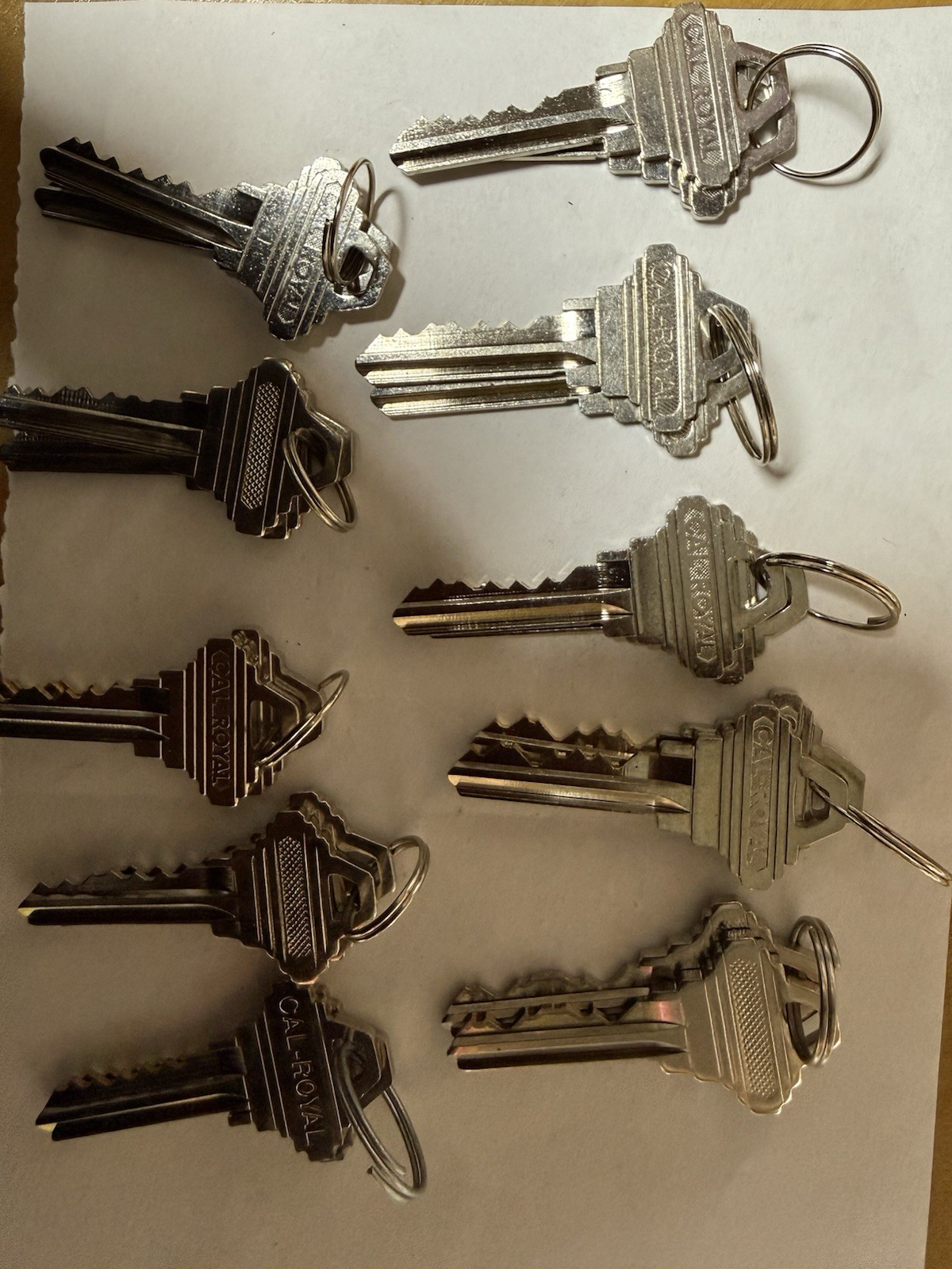CAL-ROYAL Cut Keys. Ten sets of two keys cut same .