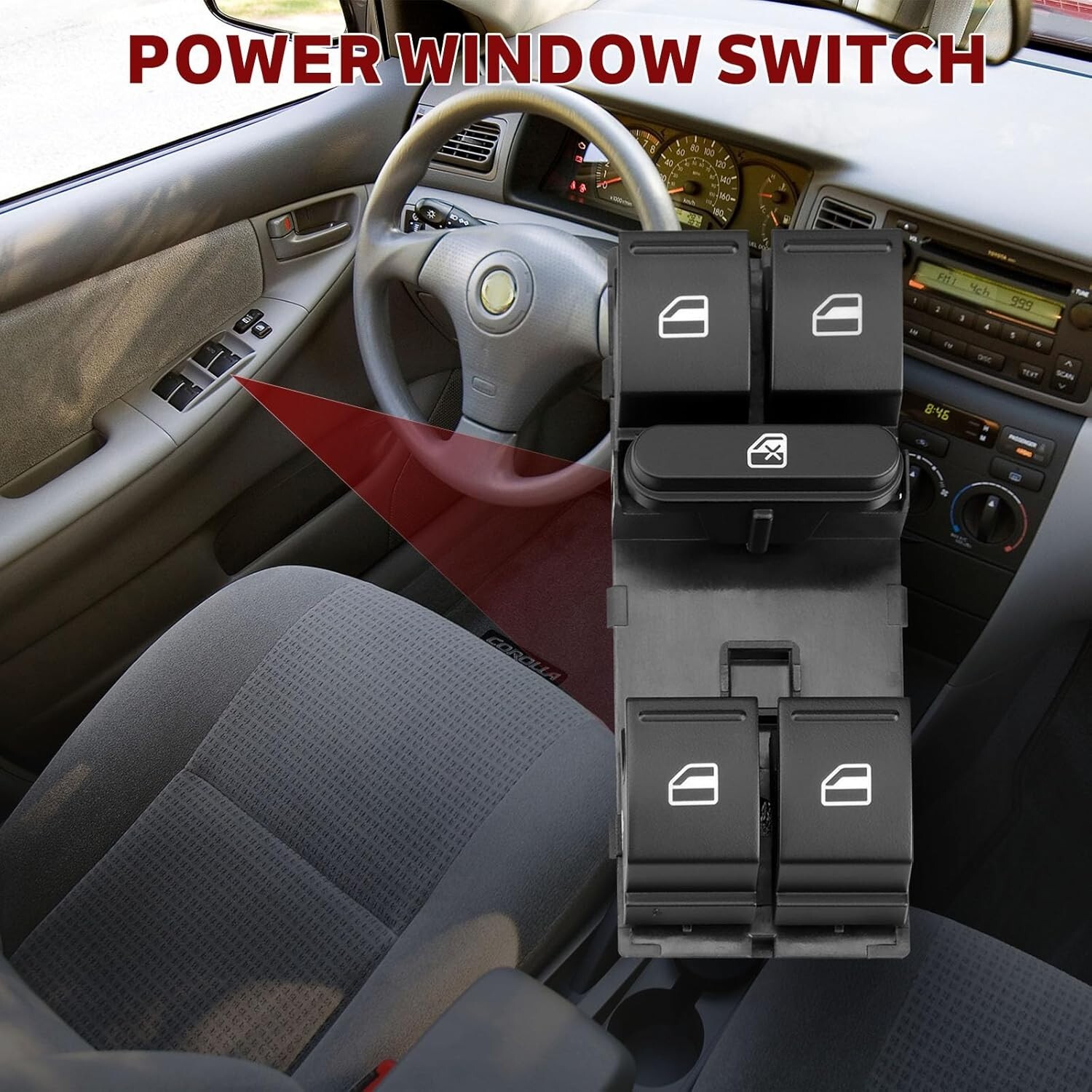 Master Power Window Switch Compatible with 05-2016 VW Jetta, 10-2014 Golf, 06-20