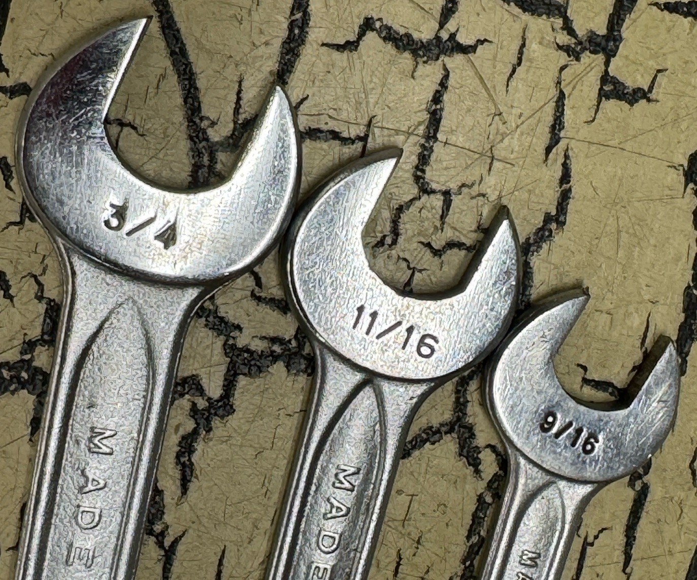 3 VTG Indestro Wrench Hand Tool Lot P725B P27 P729 Drop Forged Select Steel USA