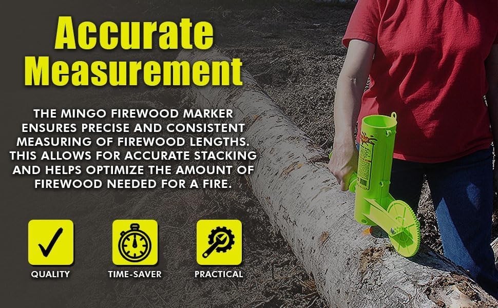 16-Inch Firewood Marking Wheel – Detachable Metal Log Measuring Tool – Green