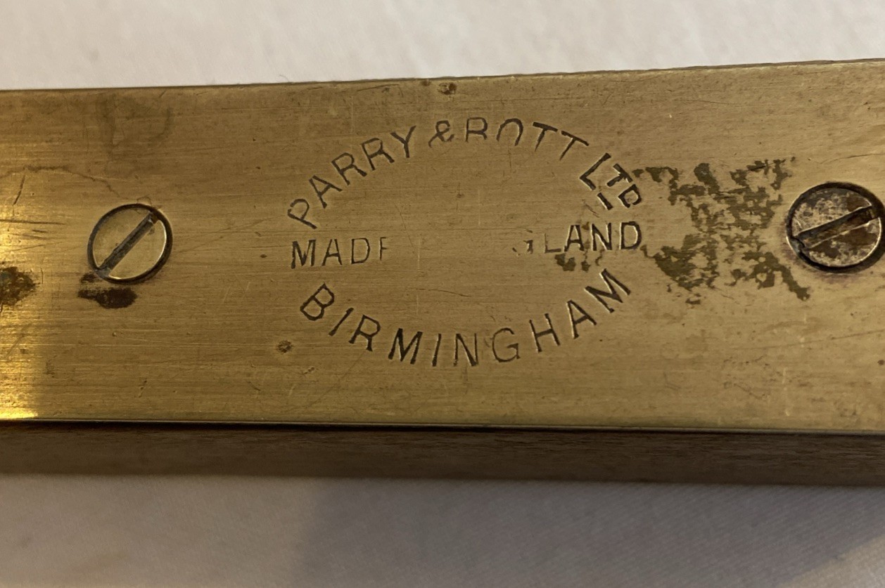 Vintage Tools 8” Wood And Brass Spirit Level by Parry And Bott Ltd Birmingham