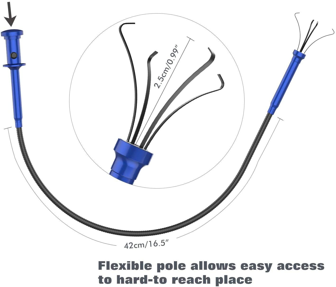 20lb Magnetic Retractable Pickup Tool,Telescoping Inspection Mirror, Blue