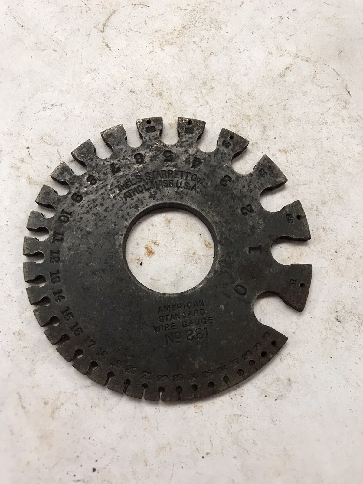 Vintage L. S. Starrett Co Athol, Mass USA American Standard Wire Gauge No 281
