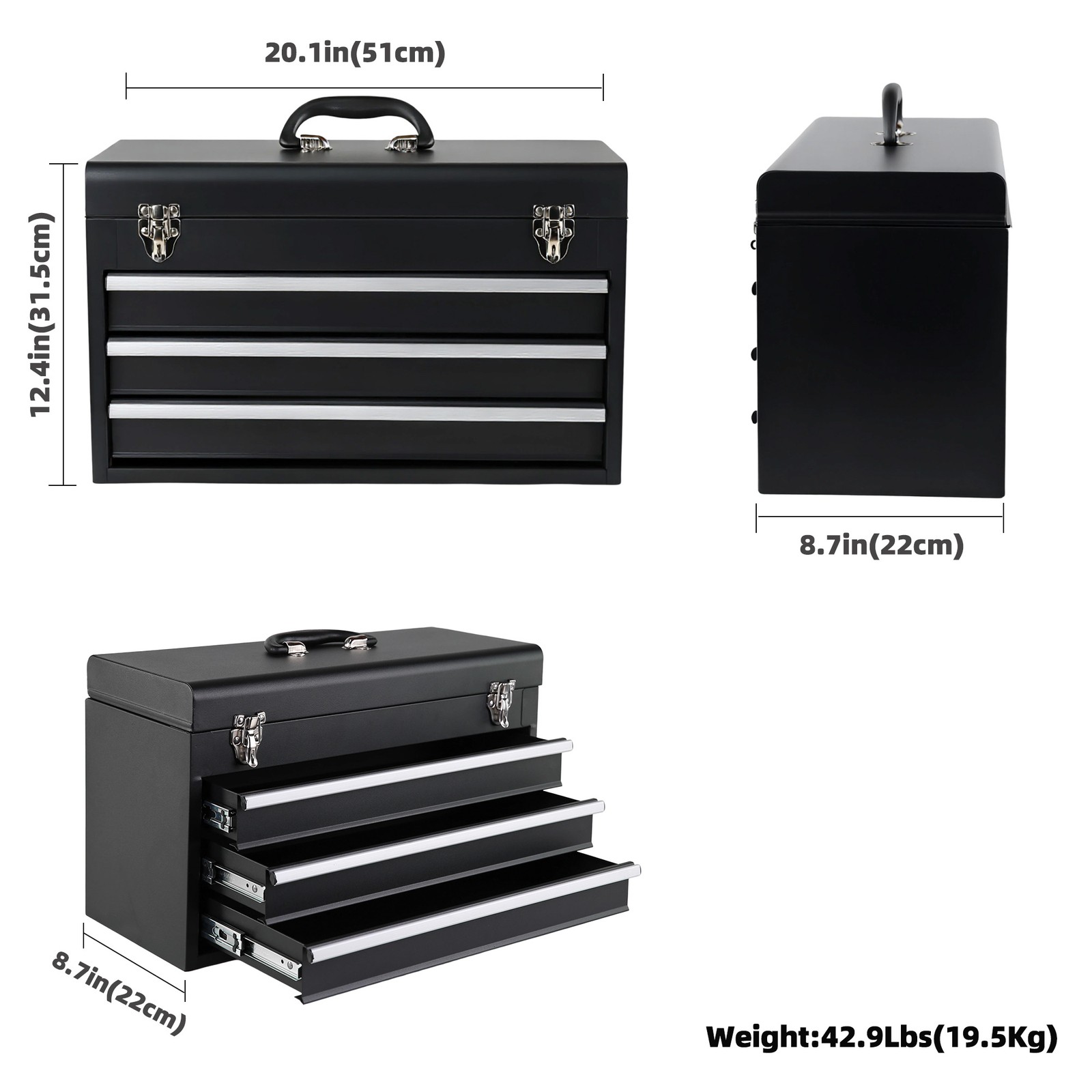 465-Piece Mechanics Tool Set with 3-Drawer Heavy Duty Metal Box Repair Tool Kit