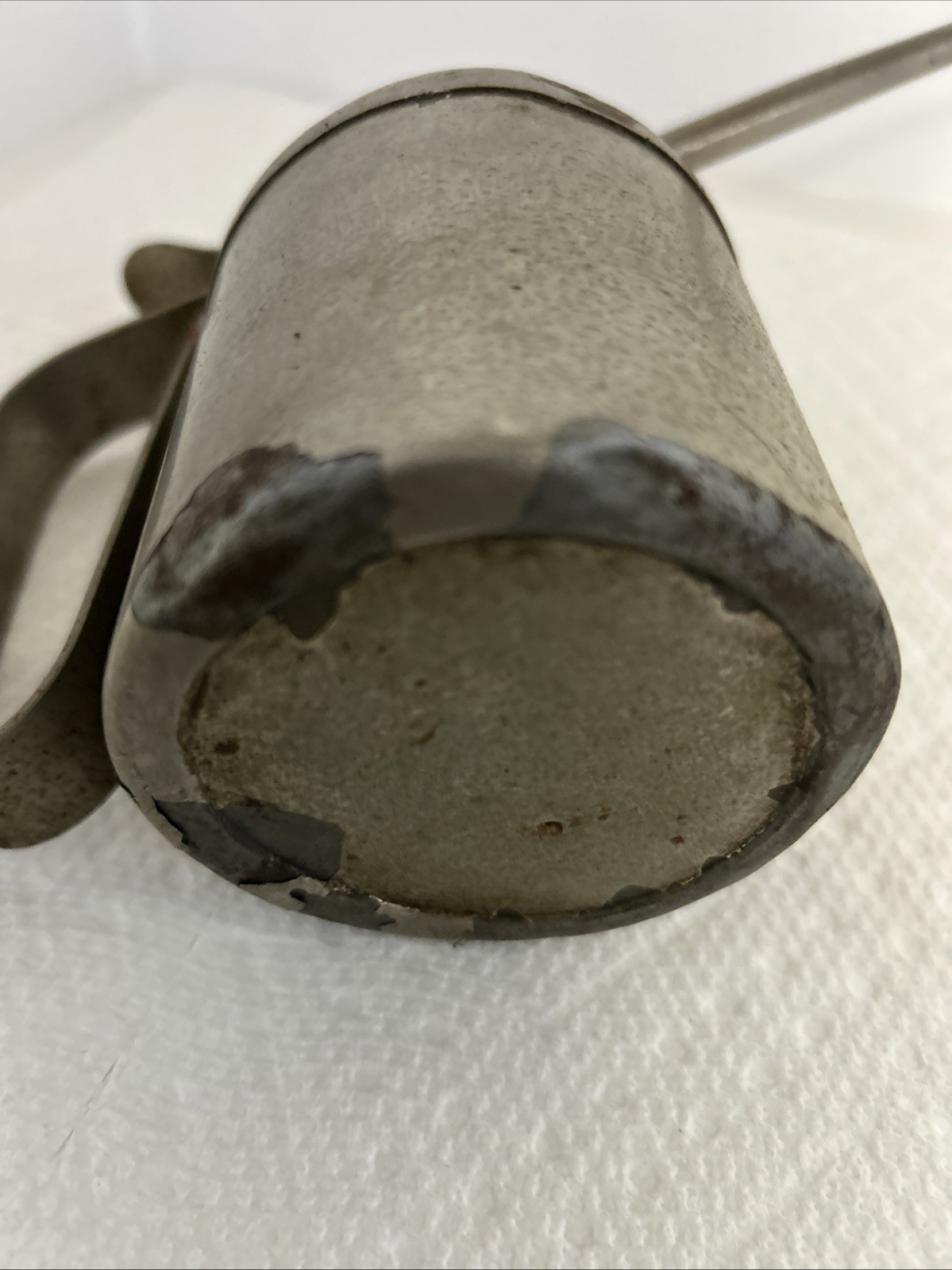Vintage Plews Pump Oil Can Long Spout Metal Thumb Oiler USA Garage Tool Oiling