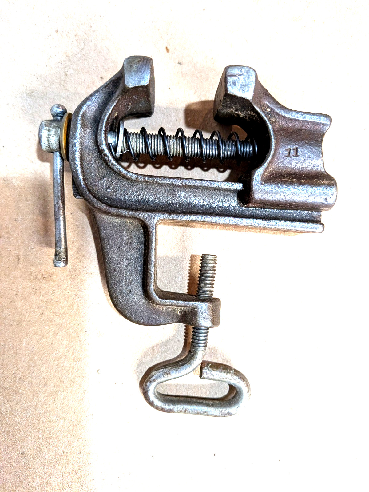 Vintage Mini 1″ Clamp-on Table Vice #11, Cast Iron, Jeweler Hobby Wood Craft
