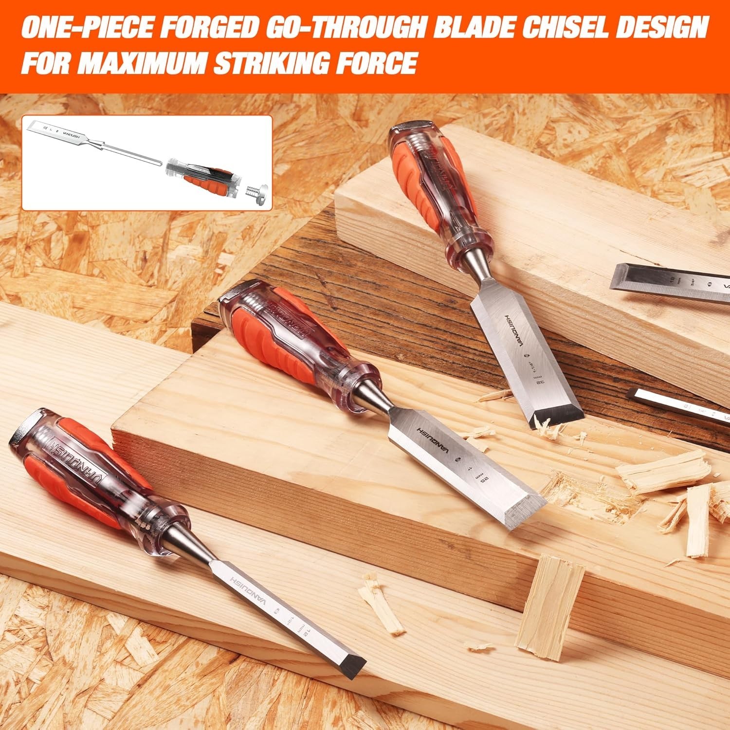 High-Impact 3/4 Inch Mortise Wood Chisel with Forged Blade for Precision Carving